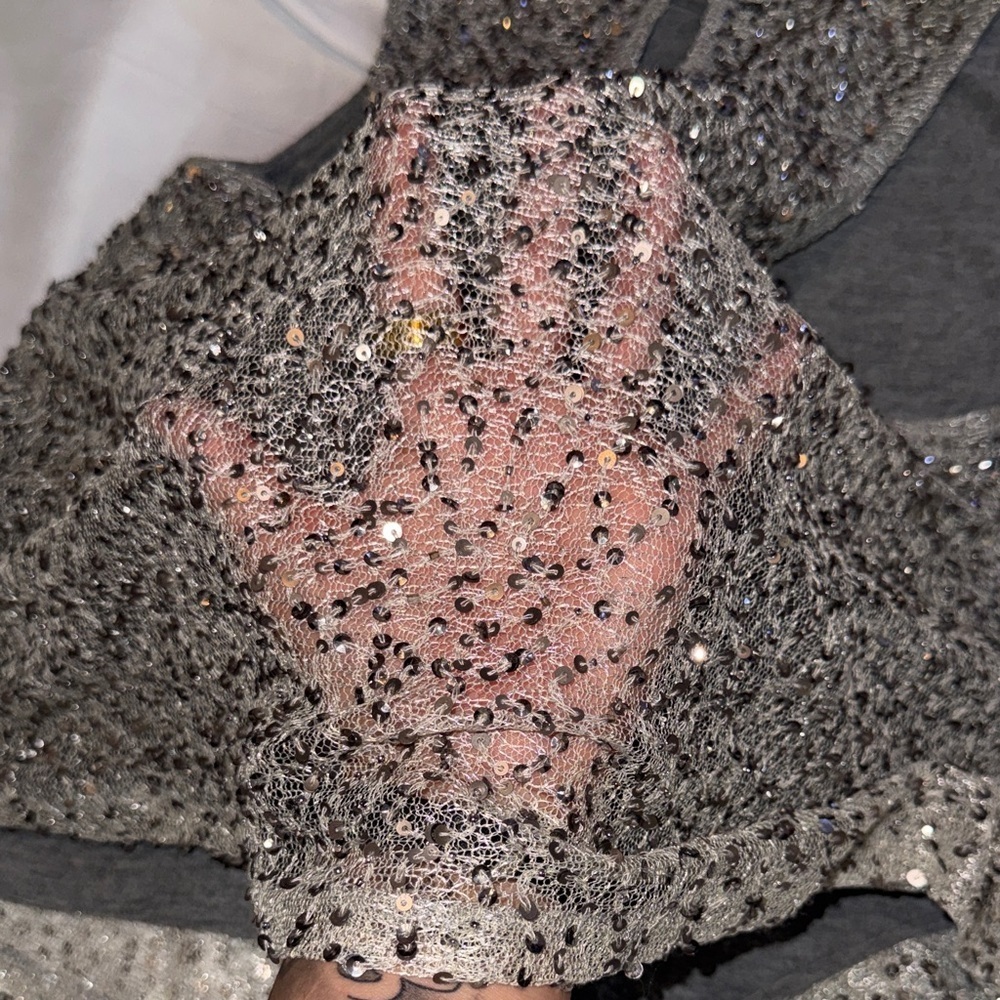 Topshop Silver Sequin Cropped Halter Tank - Picture 12 of 12